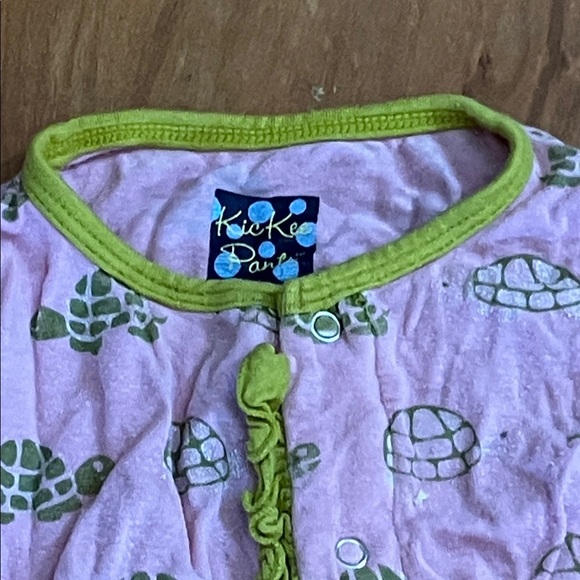 Kickee Pants Pink and Green turtle Bodysuit - Picture 5 of 11